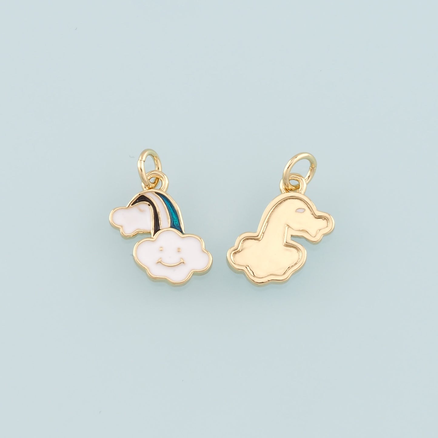 Gold Rainbow Charms,18K Gold Filled Rainbow Pendant,Enamel Rainbow Charm Bracelet Necklace for DIY Jewelry Making Supply