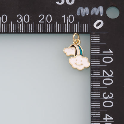 Gold Rainbow Charms,18K Gold Filled Rainbow Pendant,Enamel Rainbow Charm Bracelet Necklace for DIY Jewelry Making Supply
