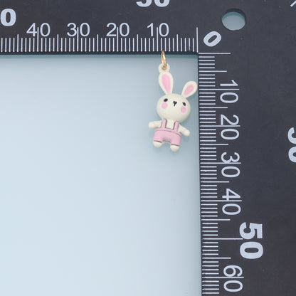 Cute Rabbit Charms,18K Gold Filled Enamel Rabbit Pendant,Kawaii Charm Bracelet Necklace for DIY Jewelry Making Supply