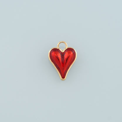 18K Gold Filled Heart Pendant,Enamel Heart Charm Bracelet Necklace for DIY Jewelry Making Supply