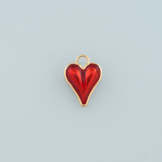 18K Gold Filled Heart Pendant,Enamel Heart Charm Bracelet Necklace for DIY Jewelry Making Supply