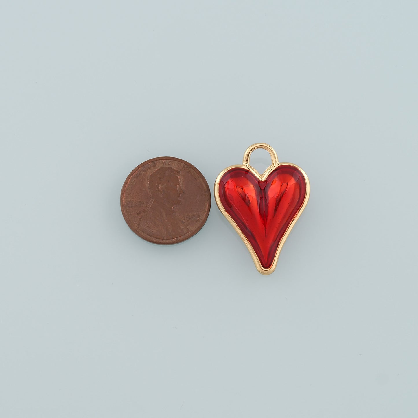 18K Gold Filled Heart Pendant,Enamel Heart Charm Bracelet Necklace for DIY Jewelry Making Supply
