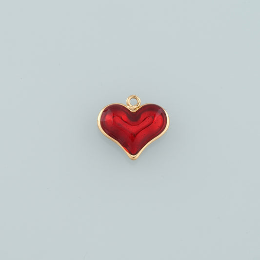 18K Gold Filled Heart Pendant,Enamel Heart Charm Bracelet Necklace for DIY Jewelry Making Supply