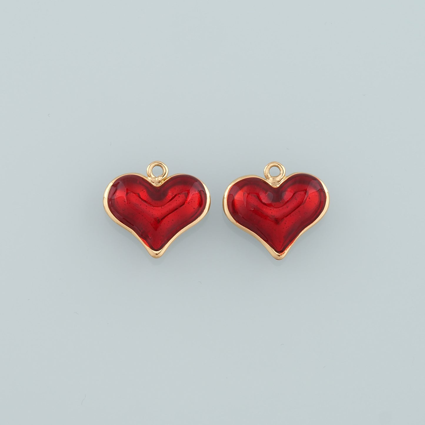 18K Gold Filled Heart Pendant,Enamel Heart Charm Bracelet Necklace for DIY Jewelry Making Supply