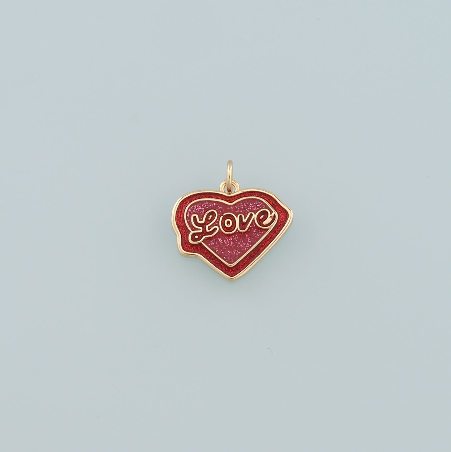18K Gold Filled Heart Pendant,Enamel Love Charm Bracelet Necklace for DIY Jewelry Making Supply