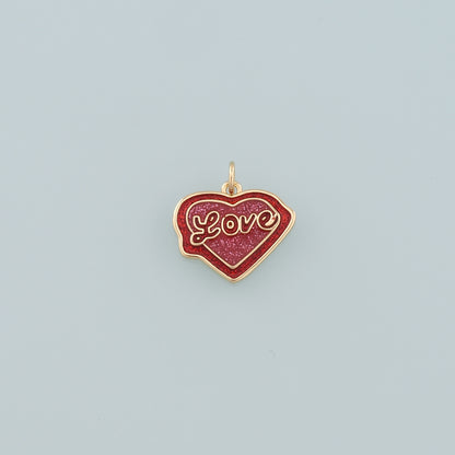18K Gold Filled Heart Pendant,Enamel Love Charm Bracelet Necklace for DIY Jewelry Making Supply
