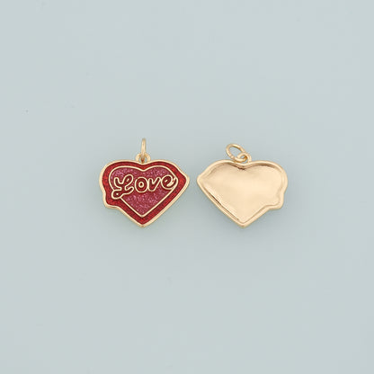 18K Gold Filled Heart Pendant,Enamel Love Charm Bracelet Necklace for DIY Jewelry Making Supply