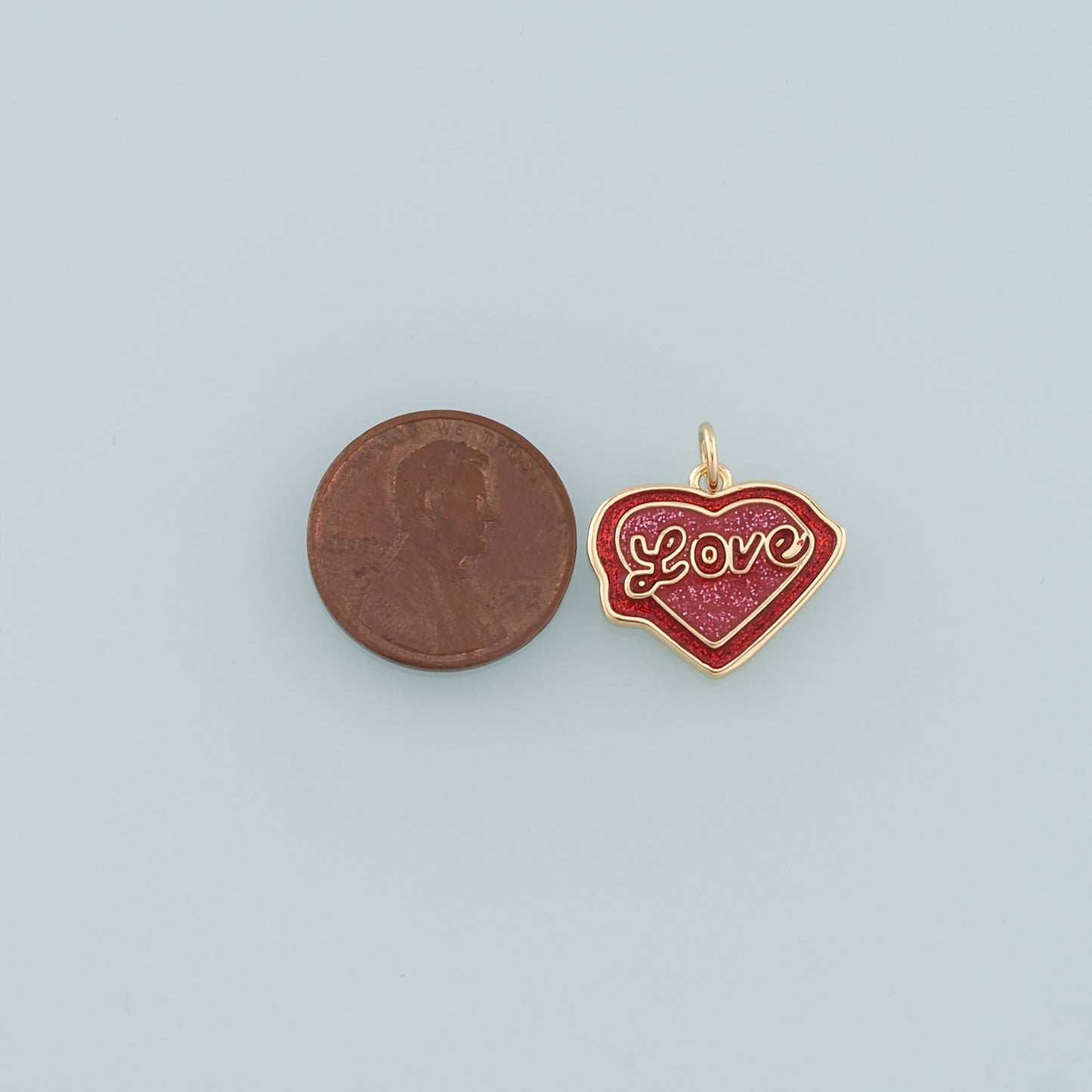 18K Gold Filled Heart Pendant,Enamel Love Charm Bracelet Necklace for DIY Jewelry Making Supply