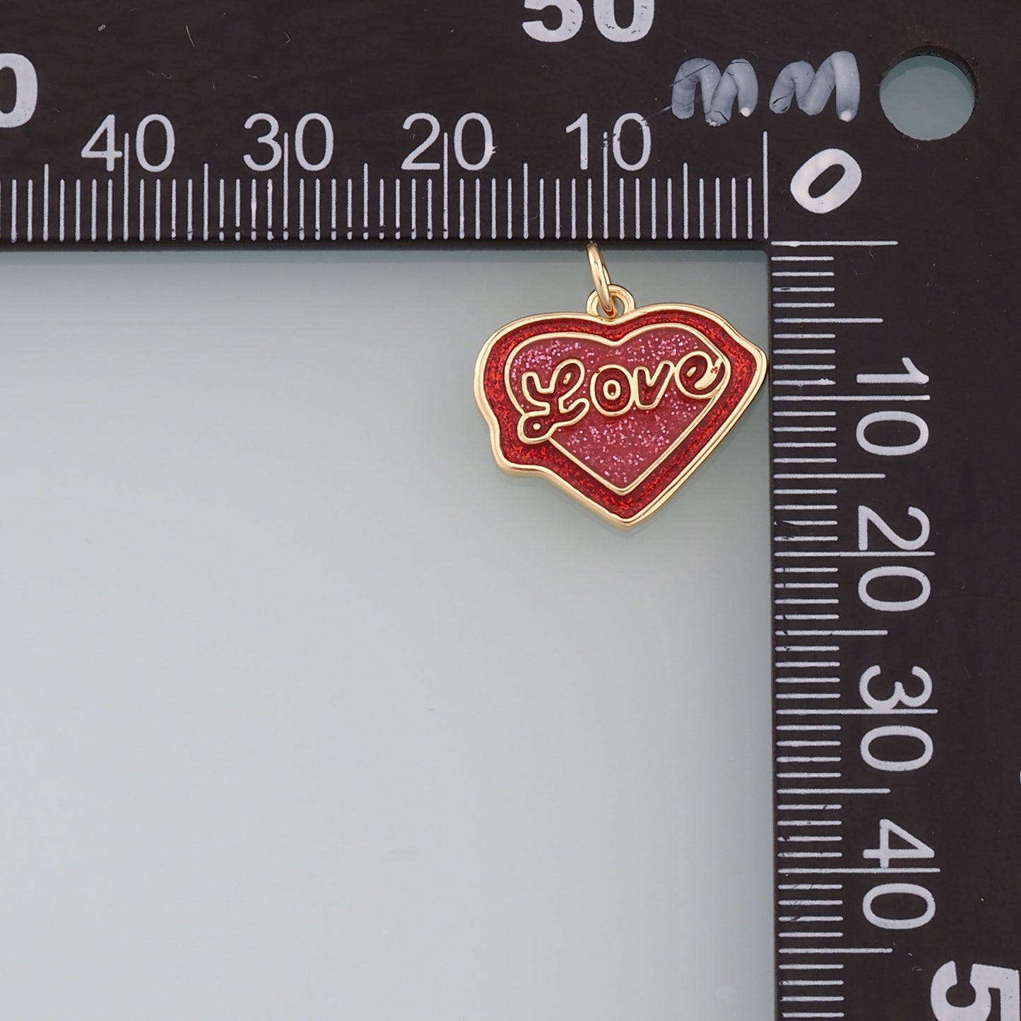 18K Gold Filled Heart Pendant,Enamel Love Charm Bracelet Necklace for DIY Jewelry Making Supply