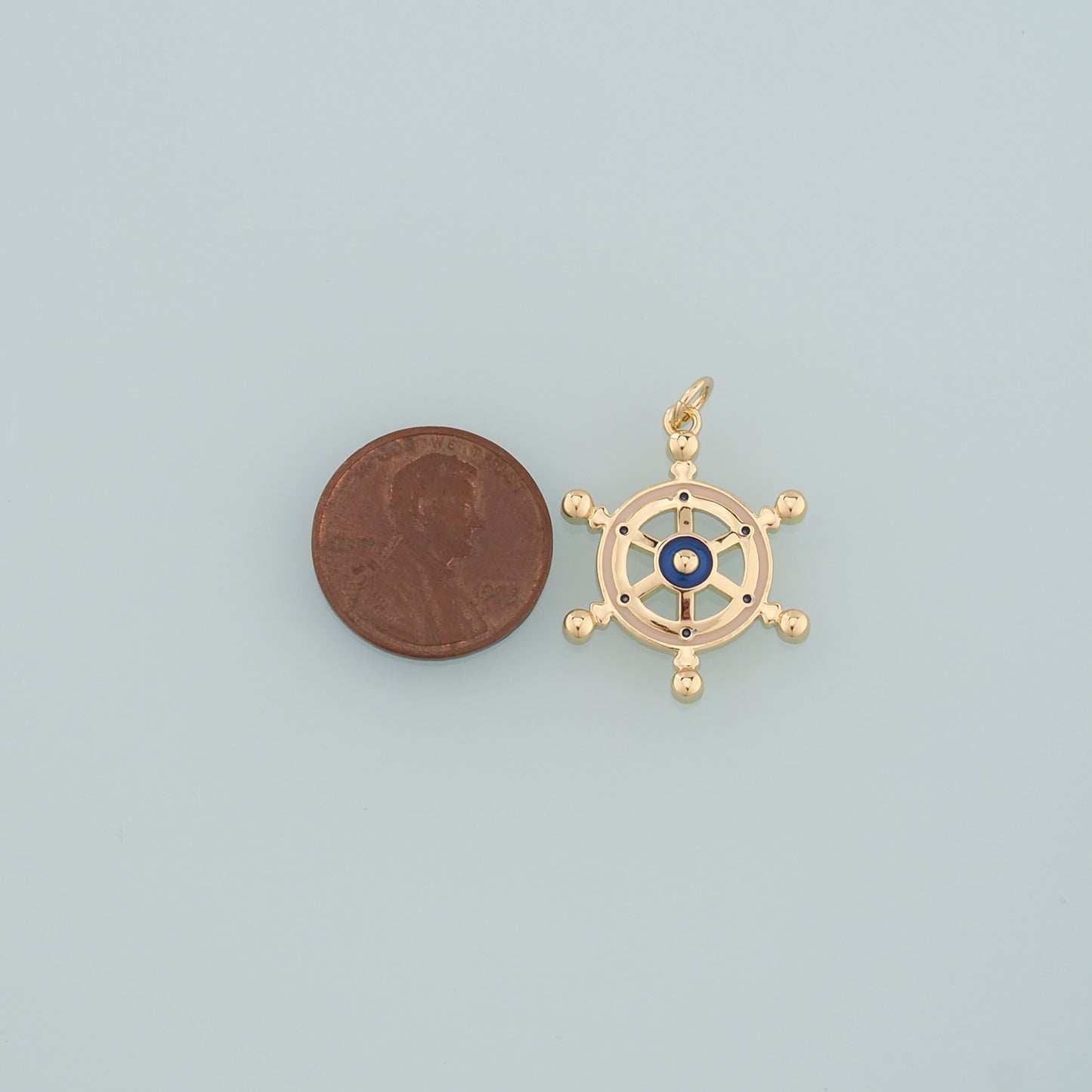 Gold Rudder Charm,18K Gold Filled Rudder Pendant,Enamel Navigation Charm Bracelet Necklace for DIY Jewelry Making Supply