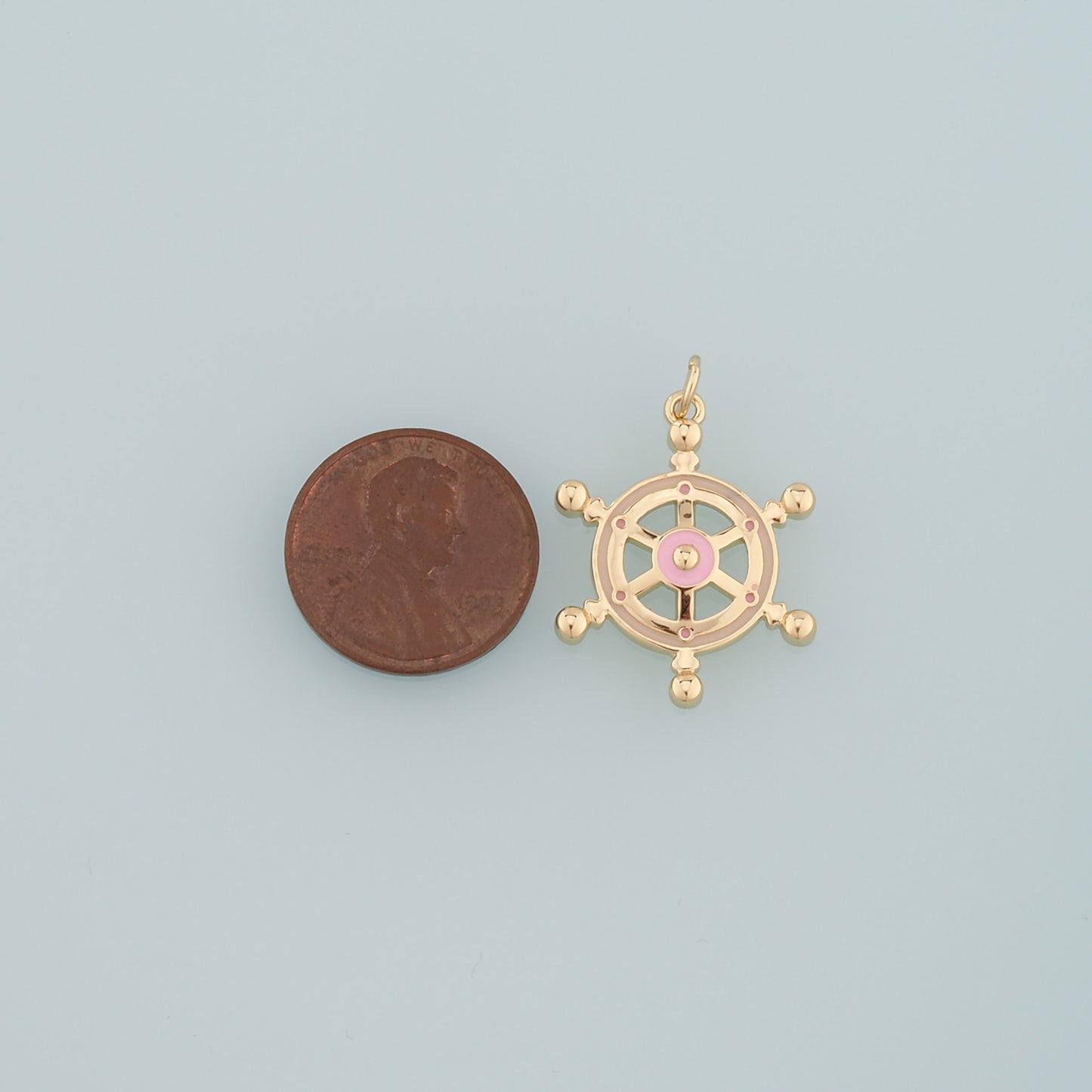Gold Rudder Charm,18K Gold Filled Rudder Pendant,Enamel Navigation Charm Bracelet Necklace for DIY Jewelry Making Supply
