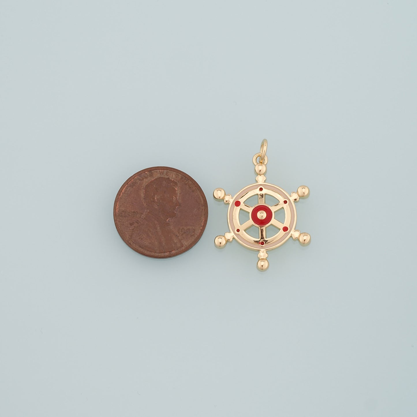 Gold Rudder Charm,18K Gold Filled Rudder Pendant,Enamel Navigation Charm Bracelet Necklace for DIY Jewelry Making Supply