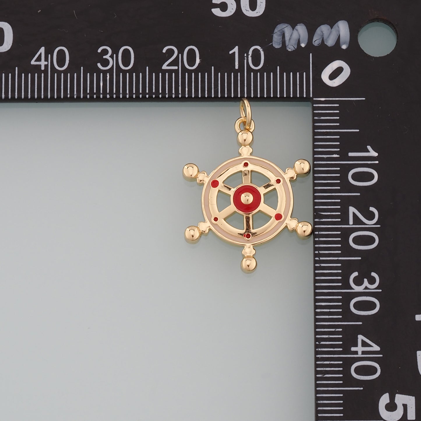 Gold Rudder Charm,18K Gold Filled Rudder Pendant,Enamel Navigation Charm Bracelet Necklace for DIY Jewelry Making Supply