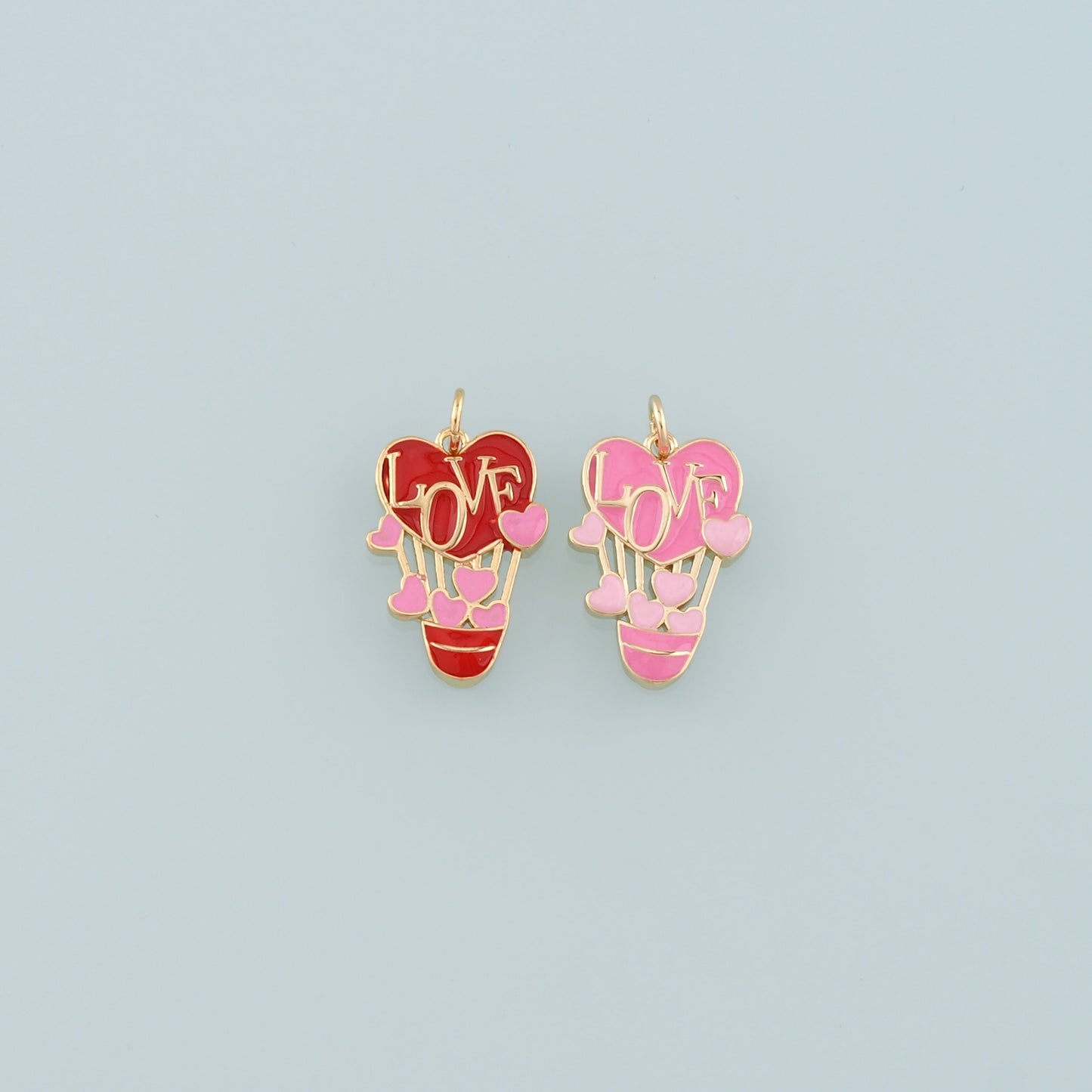18K Gold Filled Love Hot air balloon Pendant,Enamel Hot air balloon Charm Bracelet Necklace for DIY Jewelry Making Supply