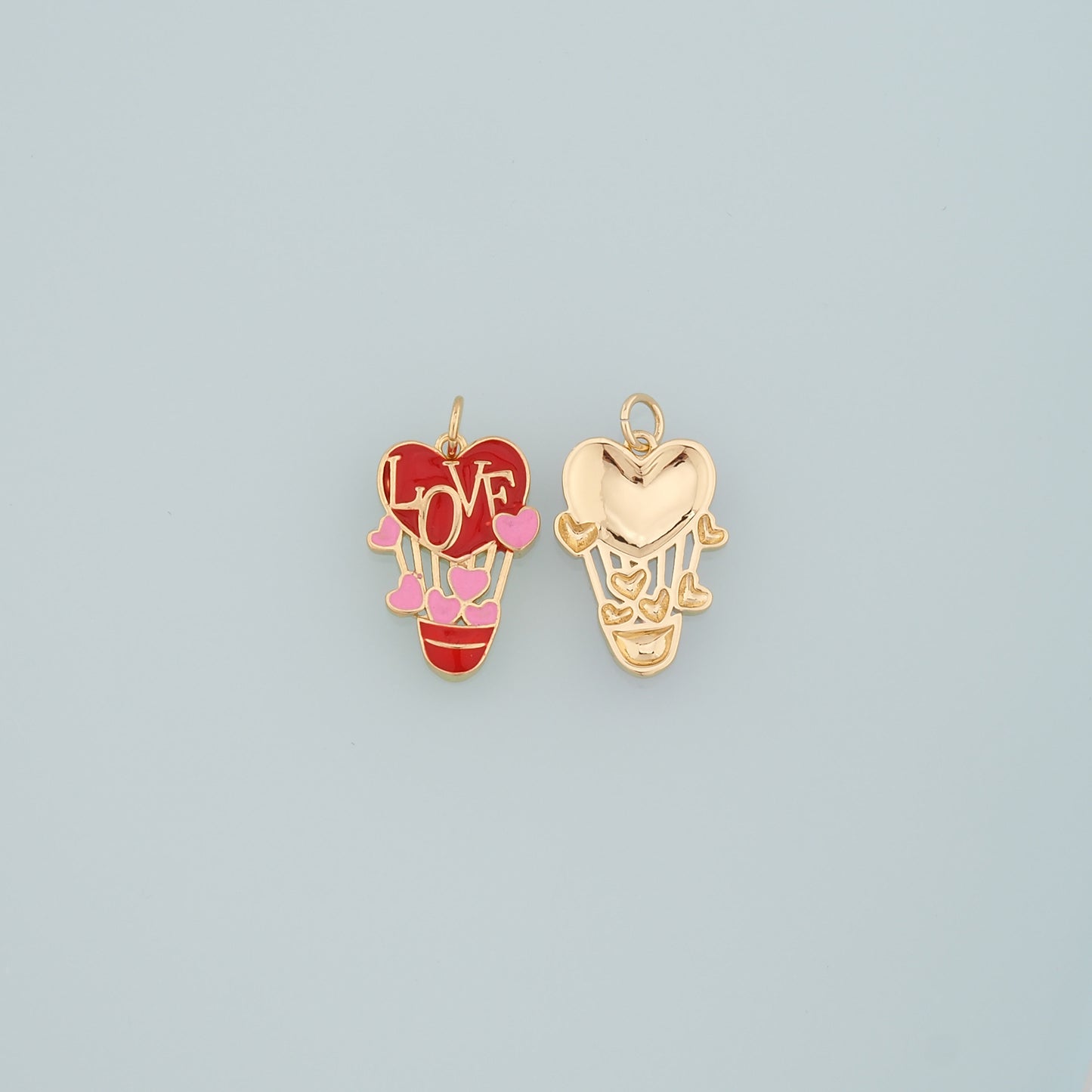 18K Gold Filled Love Hot air balloon Pendant,Enamel Hot air balloon Charm Bracelet Necklace for DIY Jewelry Making Supply