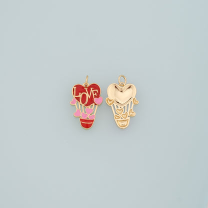 18K Gold Filled Love Hot air balloon Pendant,Enamel Hot air balloon Charm Bracelet Necklace for DIY Jewelry Making Supply