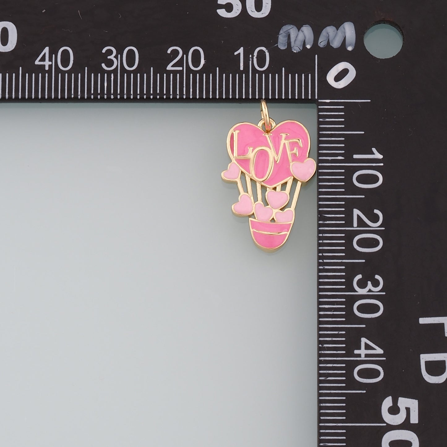 18K Gold Filled Love Hot air balloon Pendant,Enamel Hot air balloon Charm Bracelet Necklace for DIY Jewelry Making Supply