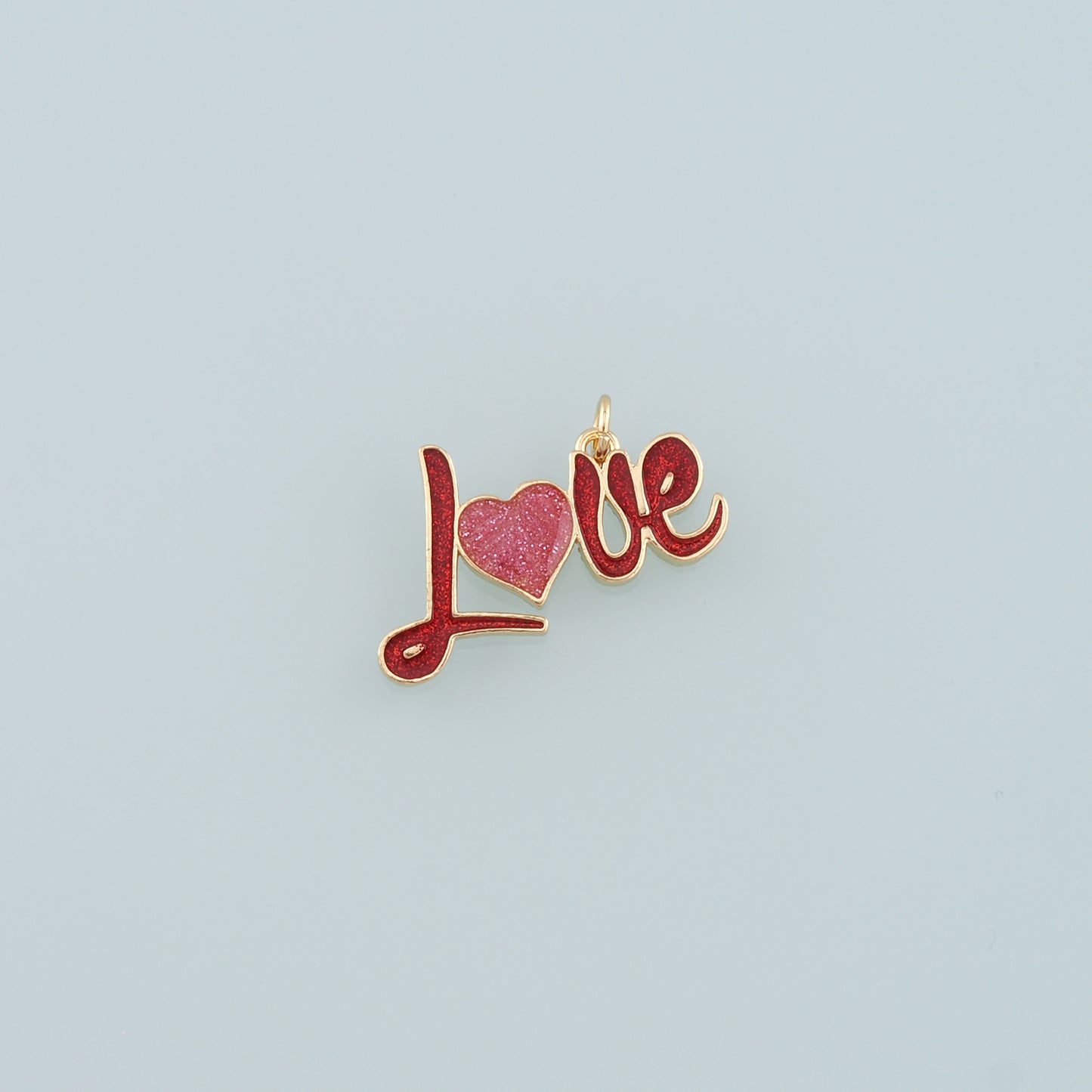 18K Gold Filled Love Pendant,Enamel Heart Charm Bracelet Necklace for DIY Jewelry Making Supply