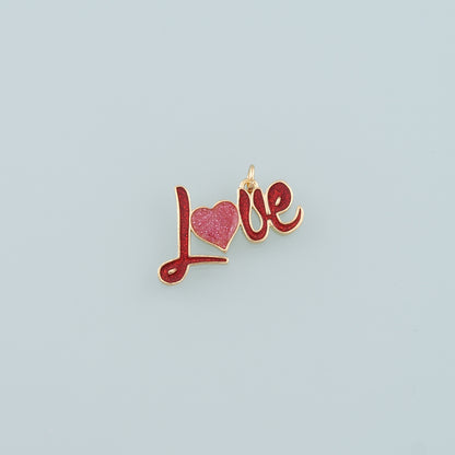 18K Gold Filled Love Pendant,Enamel Heart Charm Bracelet Necklace for DIY Jewelry Making Supply
