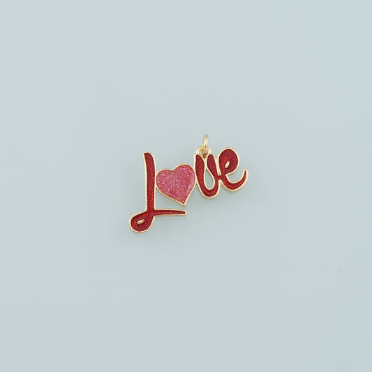 18K Gold Filled Love Pendant,Enamel Heart Charm Bracelet Necklace for DIY Jewelry Making Supply