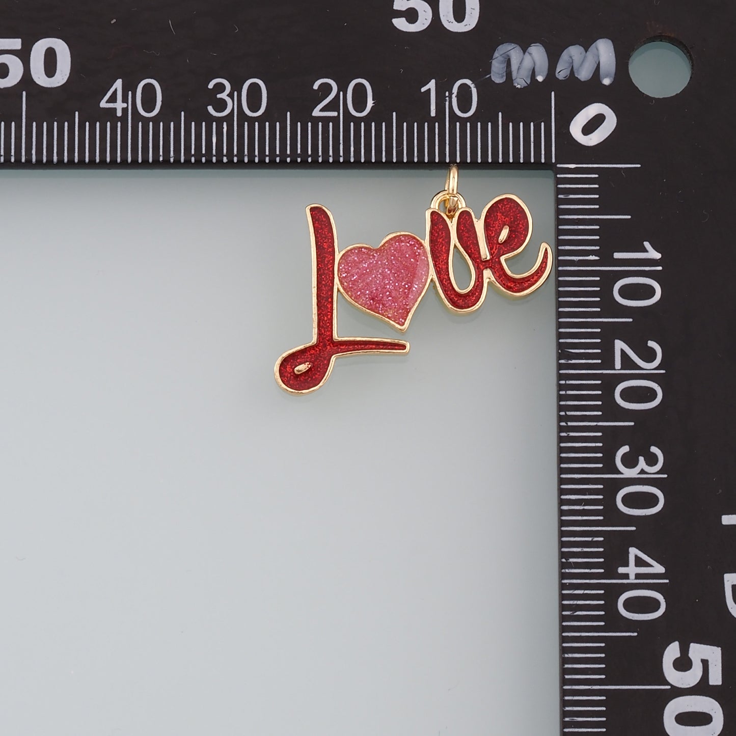 18K Gold Filled Love Pendant,Enamel Heart Charm Bracelet Necklace for DIY Jewelry Making Supply