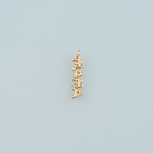 18K Gold Filled Mama Pendant,CZ Micro Pave Mama Charm Bracelet Necklace for DIY Jewelry Making Supply