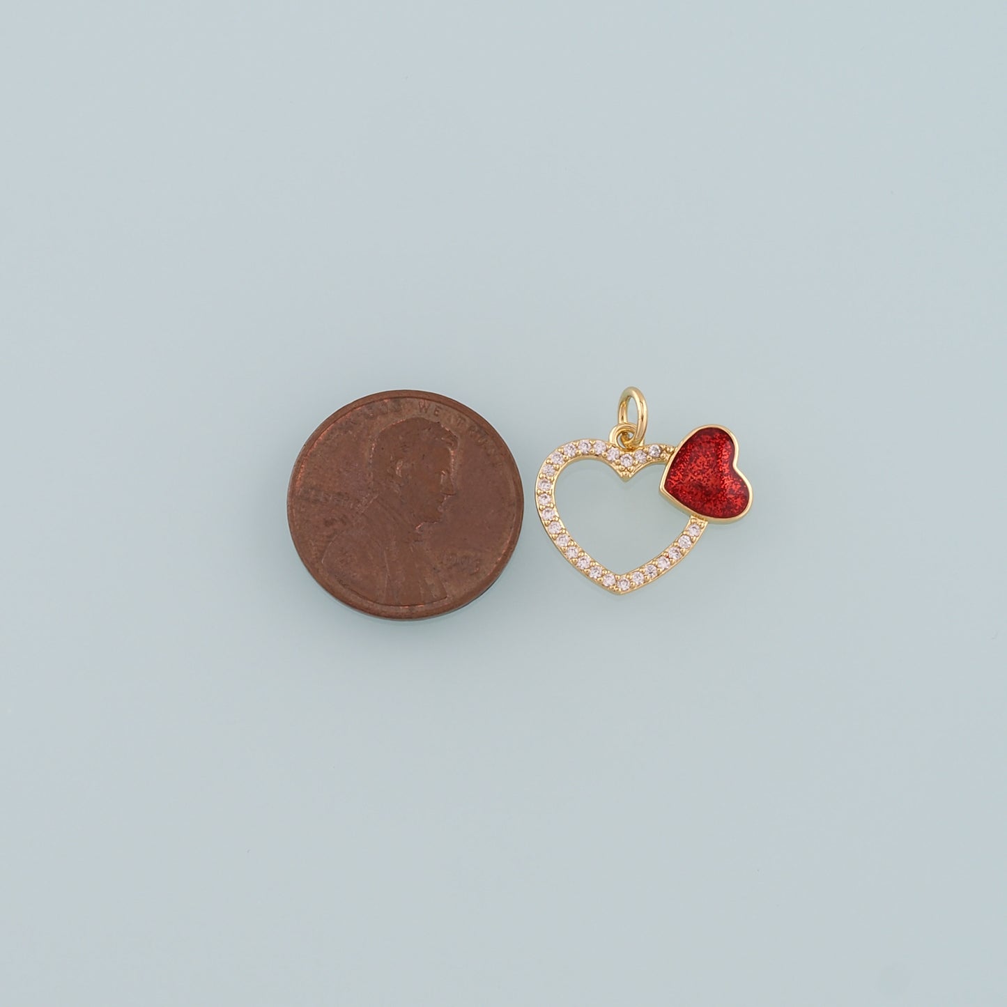 18K Gold Filled Heart Pendant,Enamel Heart Charm Bracelet Necklace for DIY Jewelry Making Supply