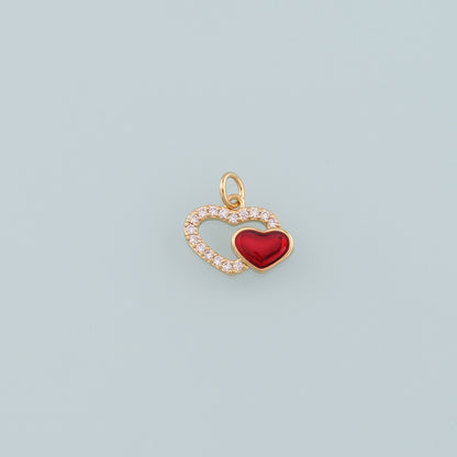 18K Gold Filled Heart Pendant,CZ Micro Pave Heart Charm Bracelet Necklace for DIY Jewelry Making Supply
