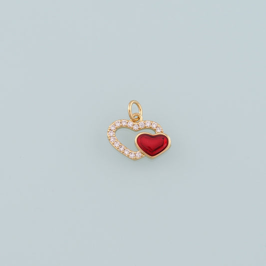 18K Gold Filled Heart Pendant,CZ Micro Pave Heart Charm Bracelet Necklace for DIY Jewelry Making Supply
