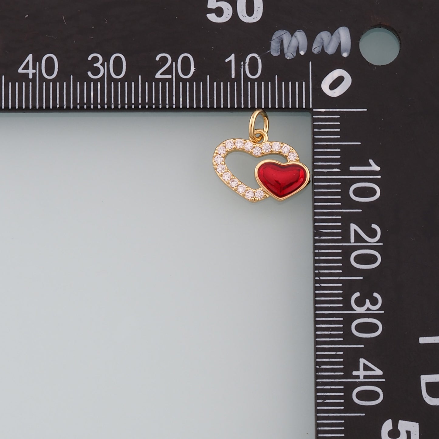 18K Gold Filled Heart Pendant,CZ Micro Pave Heart Charm Bracelet Necklace for DIY Jewelry Making Supply
