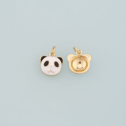 18K Gold Filled Panda Pendant,Enamel Panda Charm Bracelet Necklace for DIY Jewelry Making Supply
