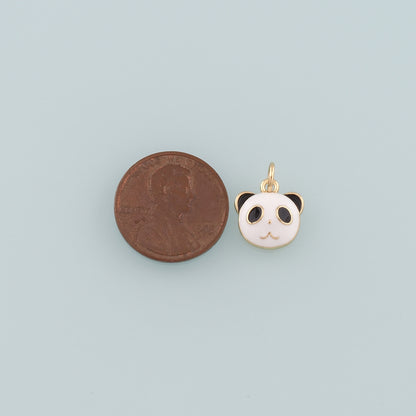 18K Gold Filled Panda Pendant,Enamel Panda Charm Bracelet Necklace for DIY Jewelry Making Supply