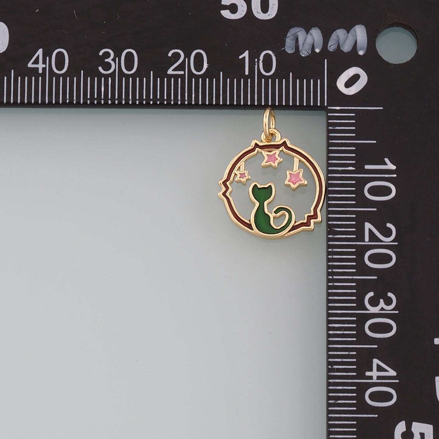 Gold Cat Star Charm,18K Gold Filled Cat Pendant,Enamel Animal Charm Bracelet Necklace for DIY Jewelry Making Supply