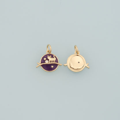 Gold Cat Star Charm,18K Gold Filled Cat Pendant,Enamel Animal Charm Bracelet Necklace for DIY Jewelry Making Supply