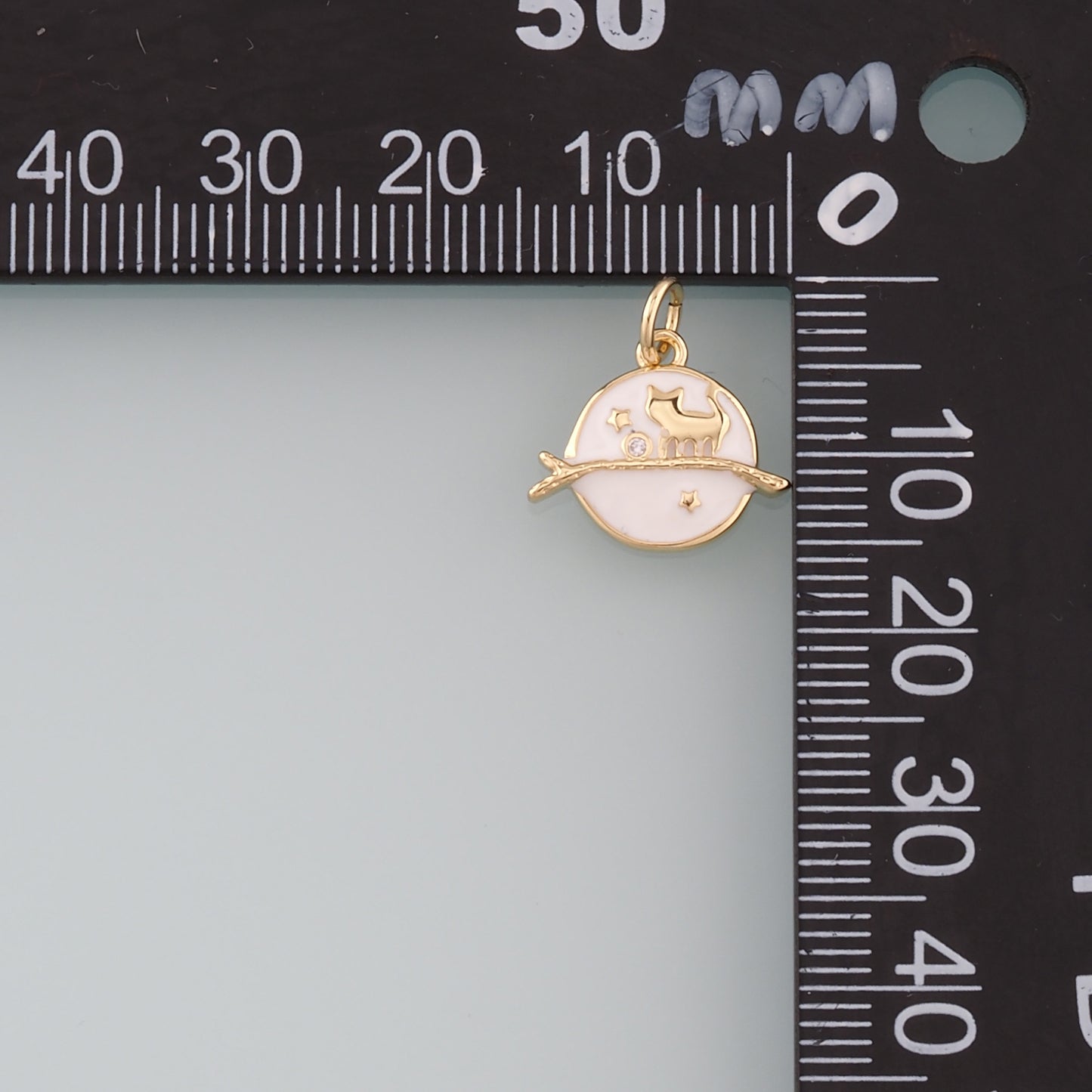 Gold Cat Star Charm,18K Gold Filled Cat Pendant,Enamel Animal Charm Bracelet Necklace for DIY Jewelry Making Supply