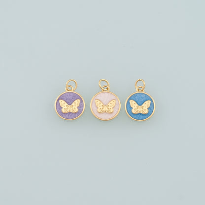 Gold Butterfly Charms,18K Gold Filled Butterfly Pendant,Enamel Butterfly Charm Bracelet Necklace for DIY Jewelry Making Supply