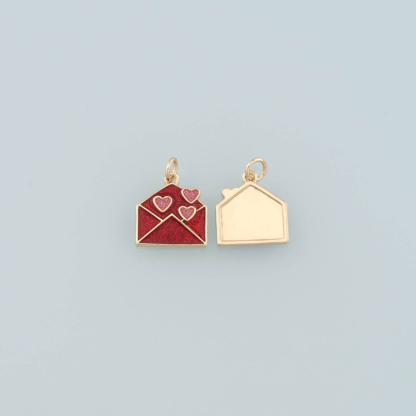18K Gold Filled Envelope Pendant,Enamel Love Letter Charm Bracelet Necklace for DIY Jewelry Making Supply