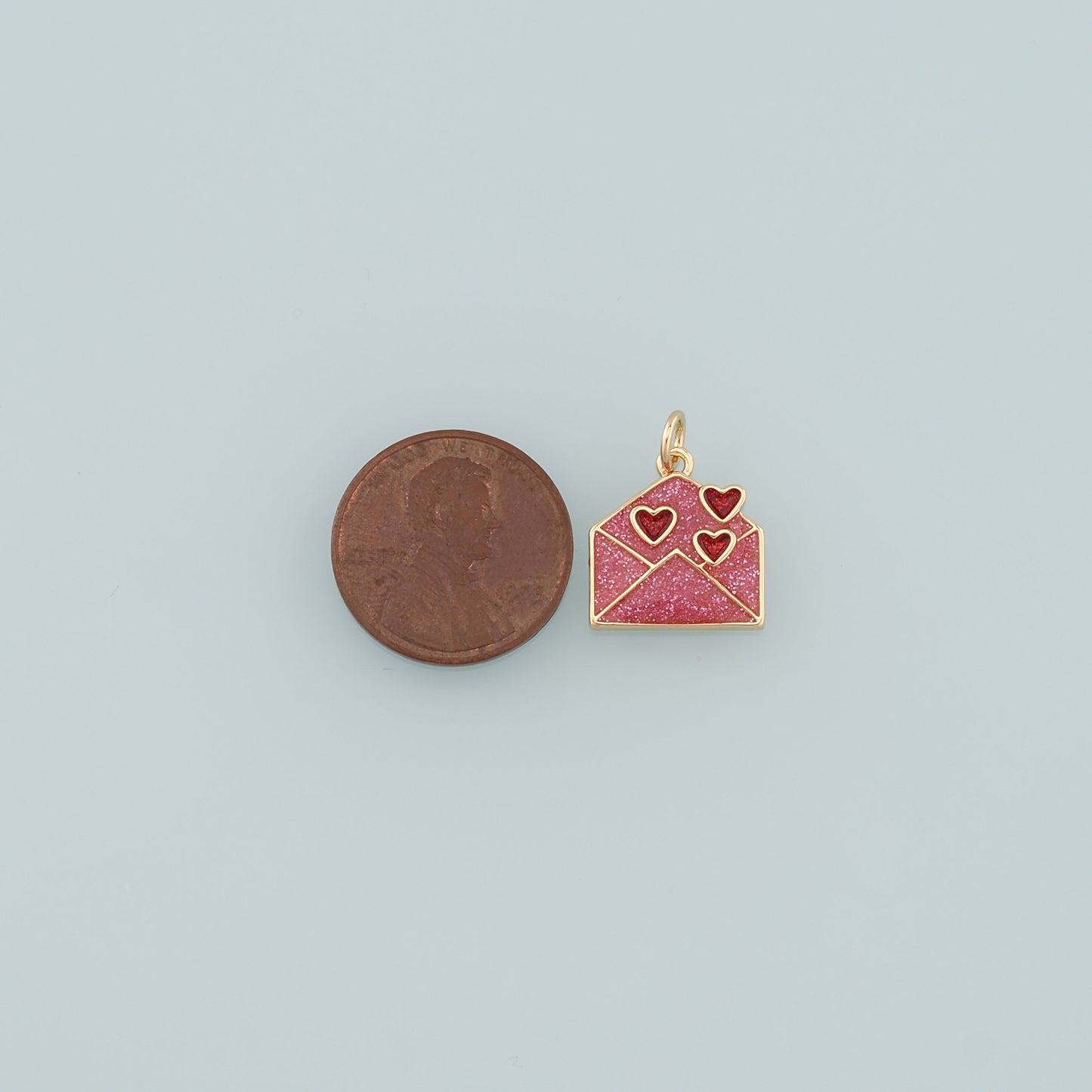 18K Gold Filled Envelope Pendant,Enamel Love Letter Charm Bracelet Necklace for DIY Jewelry Making Supply