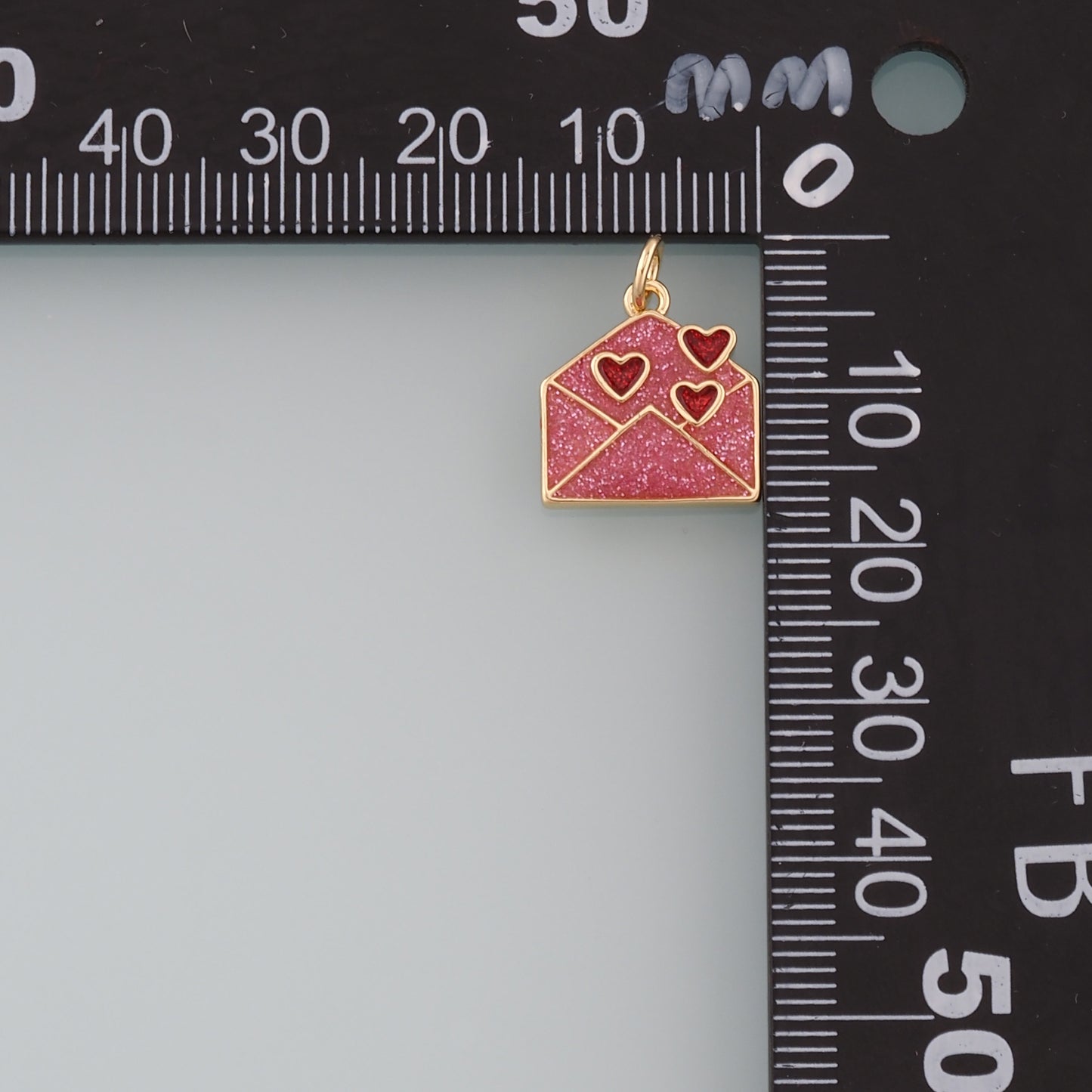 18K Gold Filled Envelope Pendant,Enamel Love Letter Charm Bracelet Necklace for DIY Jewelry Making Supply