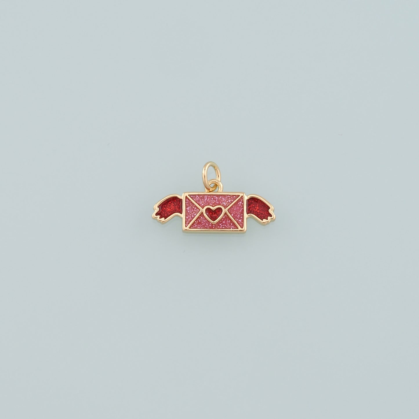 18K Gold Filled Envelope Pendant,Enamel Love Letter Charm Bracelet Necklace for DIY Jewelry Making Supply
