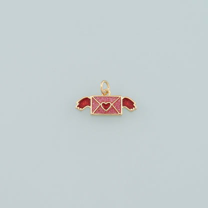 18K Gold Filled Envelope Pendant,Enamel Love Letter Charm Bracelet Necklace for DIY Jewelry Making Supply