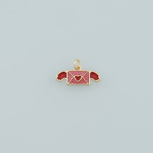 18K Gold Filled Envelope Pendant,Enamel Love Letter Charm Bracelet Necklace for DIY Jewelry Making Supply