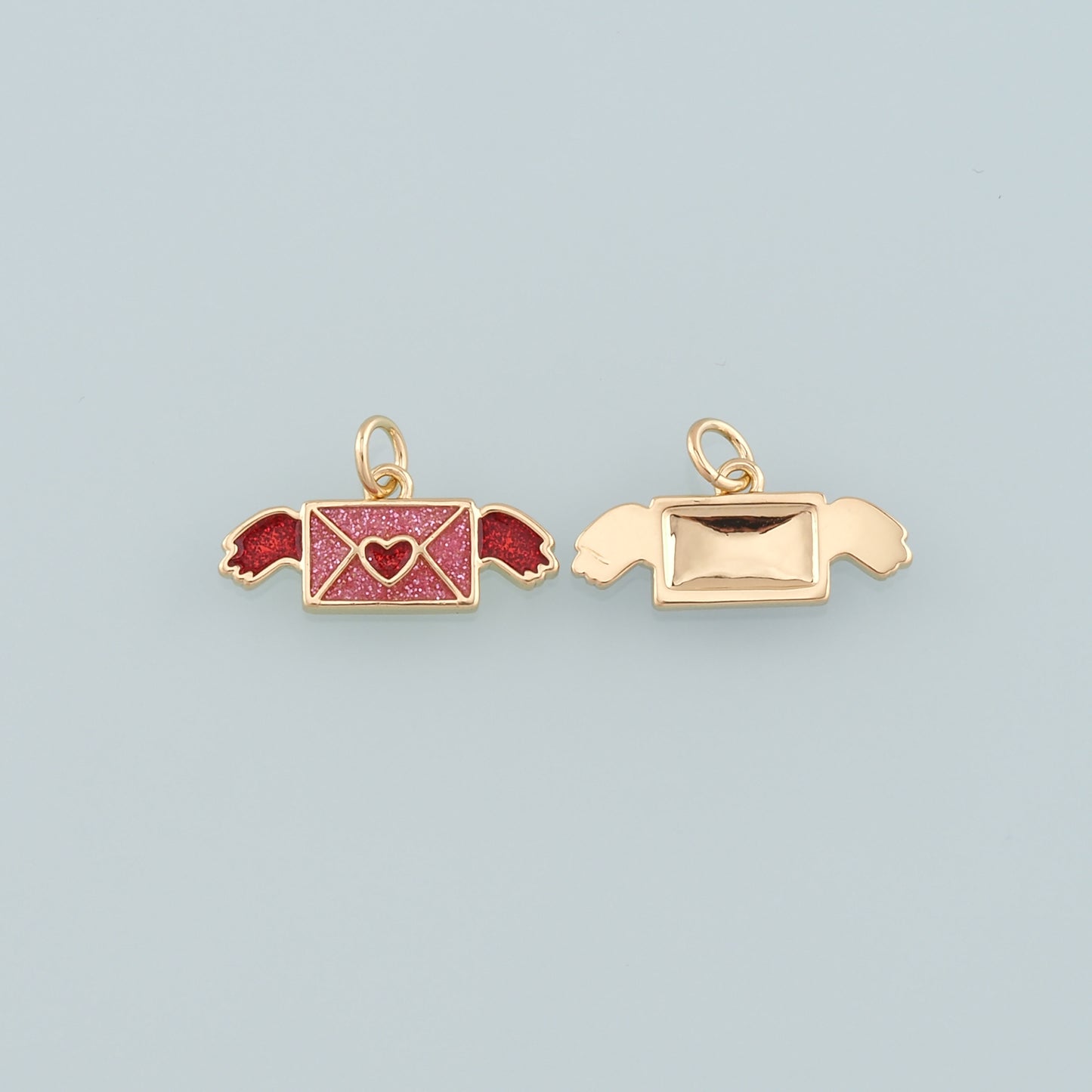 18K Gold Filled Envelope Pendant,Enamel Love Letter Charm Bracelet Necklace for DIY Jewelry Making Supply