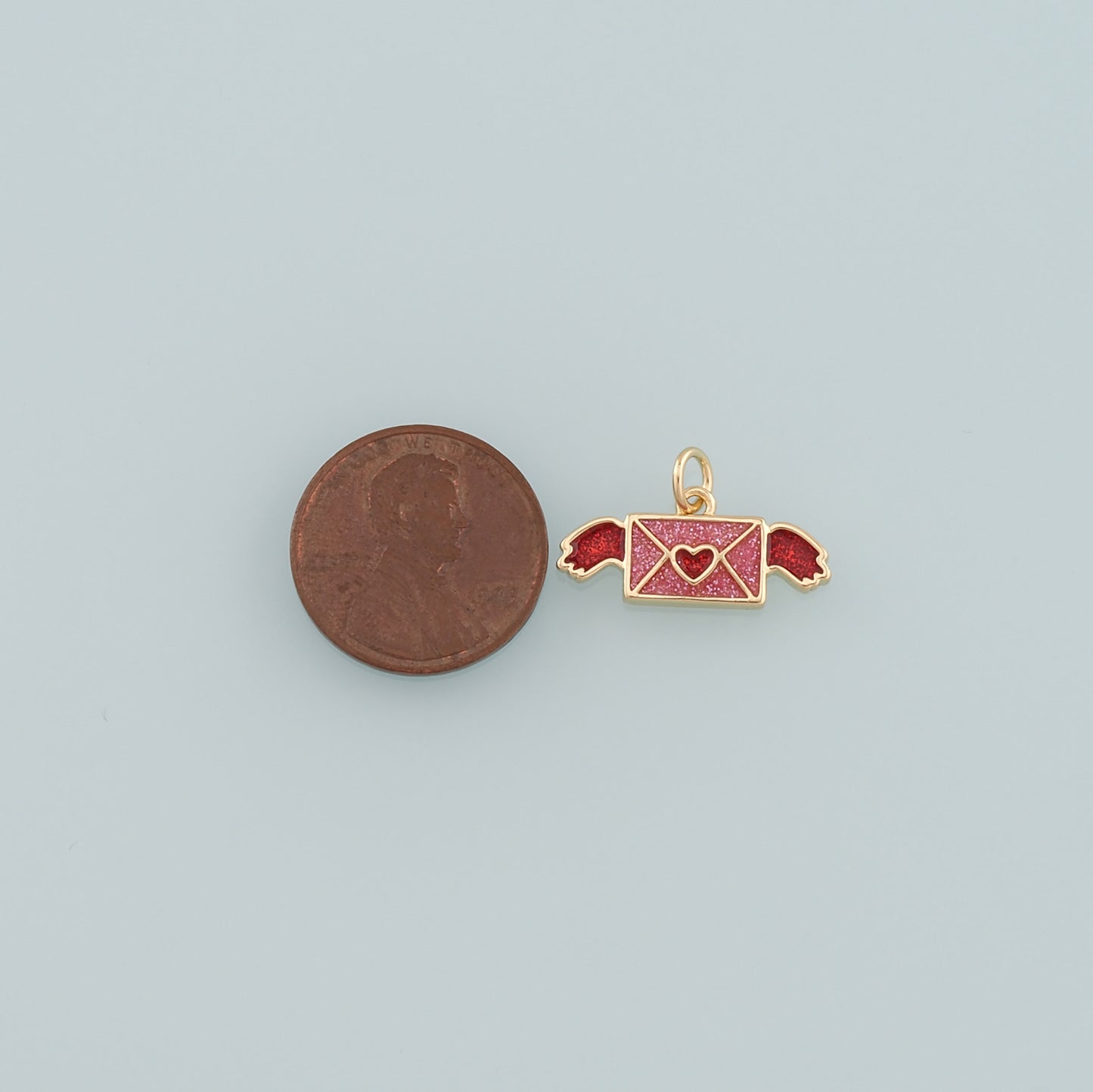 18K Gold Filled Envelope Pendant,Enamel Love Letter Charm Bracelet Necklace for DIY Jewelry Making Supply