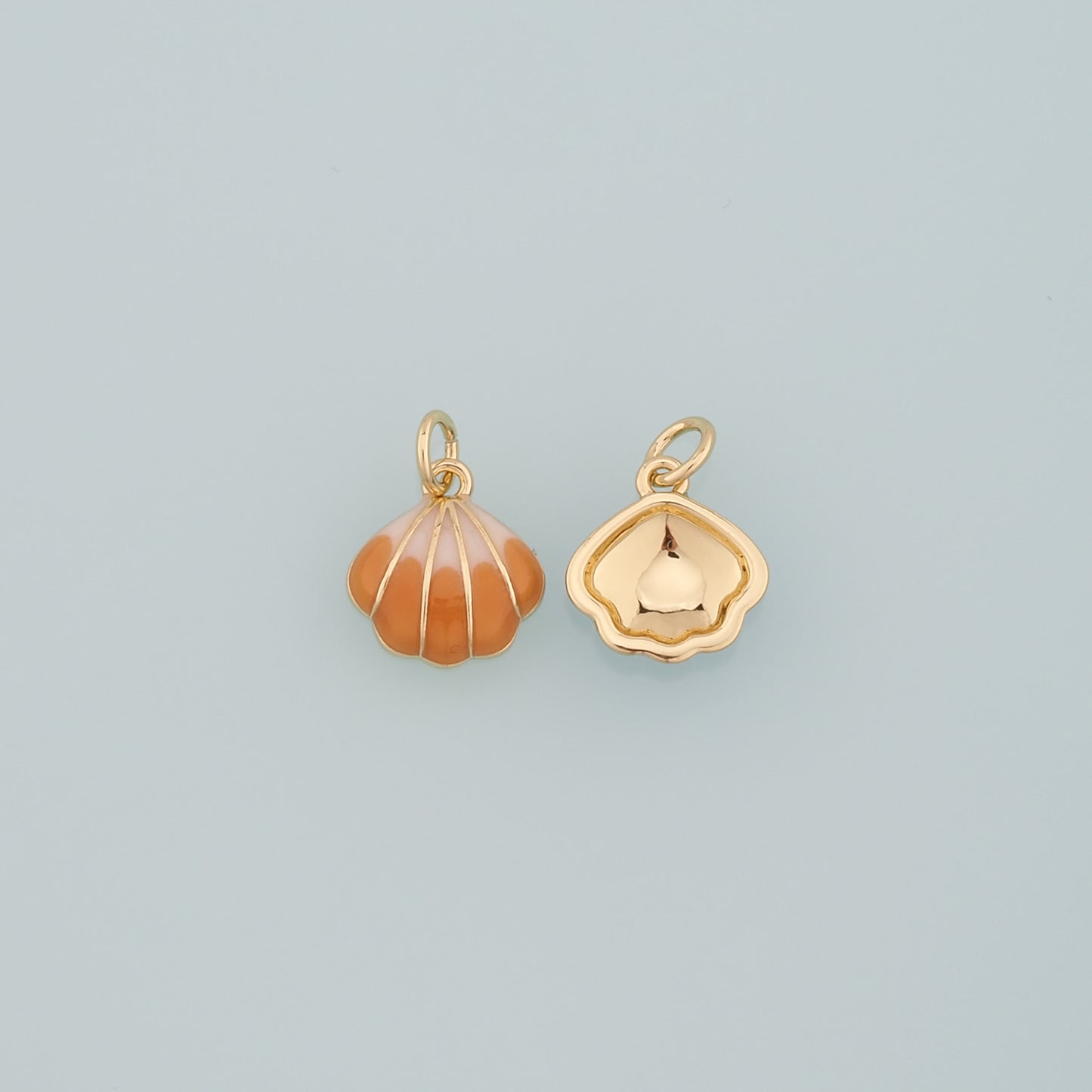 Gold Shell Charms,18K Gold Filled Scallop Pendant,Enamel Conch Shell Charm Bracelet Necklace for DIY Jewelry Making Supply