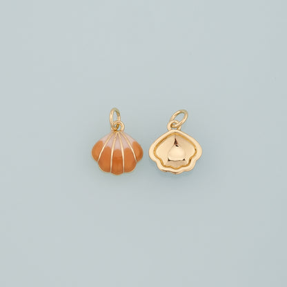 Gold Shell Charms,18K Gold Filled Scallop Pendant,Enamel Conch Shell Charm Bracelet Necklace for DIY Jewelry Making Supply