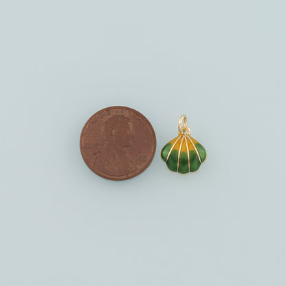 Gold Shell Charms,18K Gold Filled Scallop Pendant,Enamel Conch Shell Charm Bracelet Necklace for DIY Jewelry Making Supply