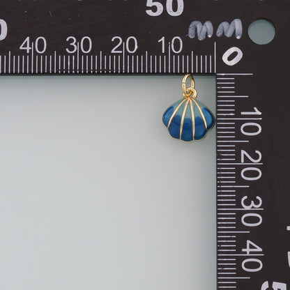 Gold Shell Charms,18K Gold Filled Scallop Pendant,Enamel Conch Shell Charm Bracelet Necklace for DIY Jewelry Making Supply