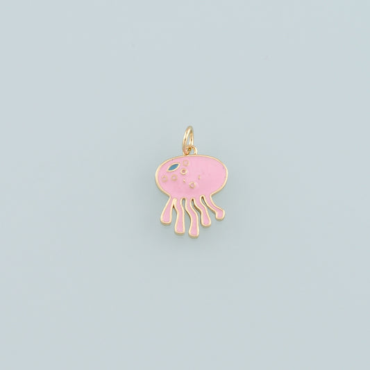 Gold Jellyfish Charms,18K Gold Filled Jellyfish Pendant,Enamel Ocean Charm Bracelet Necklace for DIY Jewelry Making Supply
