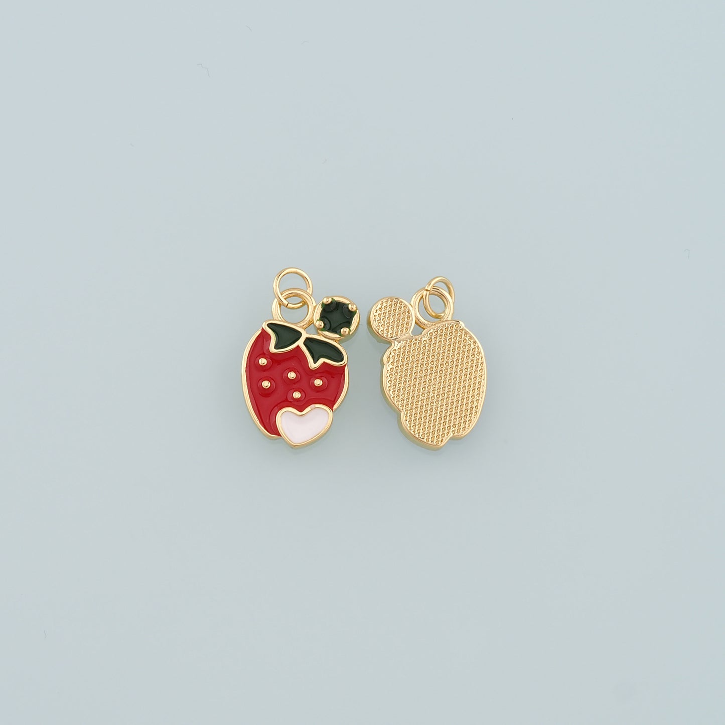Gold Strawberry Charms,18K Gold Filled Strawberry Pendant,Enamel Fruit Charm Bracelet Necklace for DIY Jewelry Making Supply